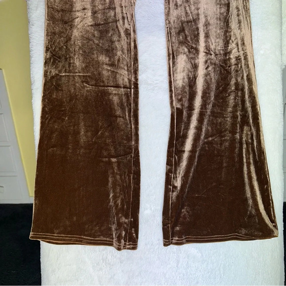 Anthropologie Sadie & Sage Champagne Problems Velvet Flare Leggings Brown Pant S - Picture 5 of 11